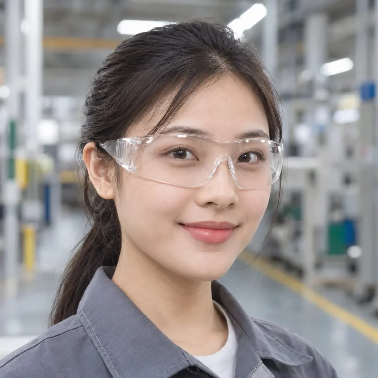 Kính bảo hộ gọng nhẹ tròng liền tròng phủ chống xước màu trong suốt chống tia UV trên người mẫu Việt Nam